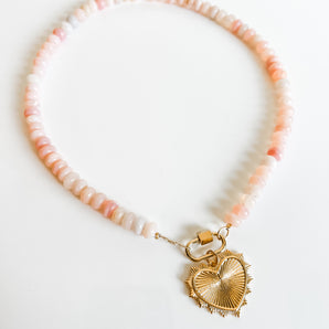 Pink opal bead necklace