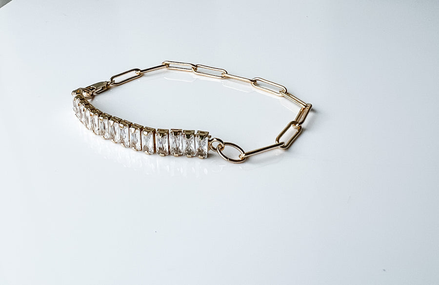 Baguette mixed tennis chain bracelet