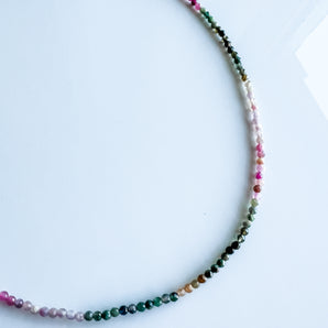 Watermelon tourmaline mini candy gem necklace