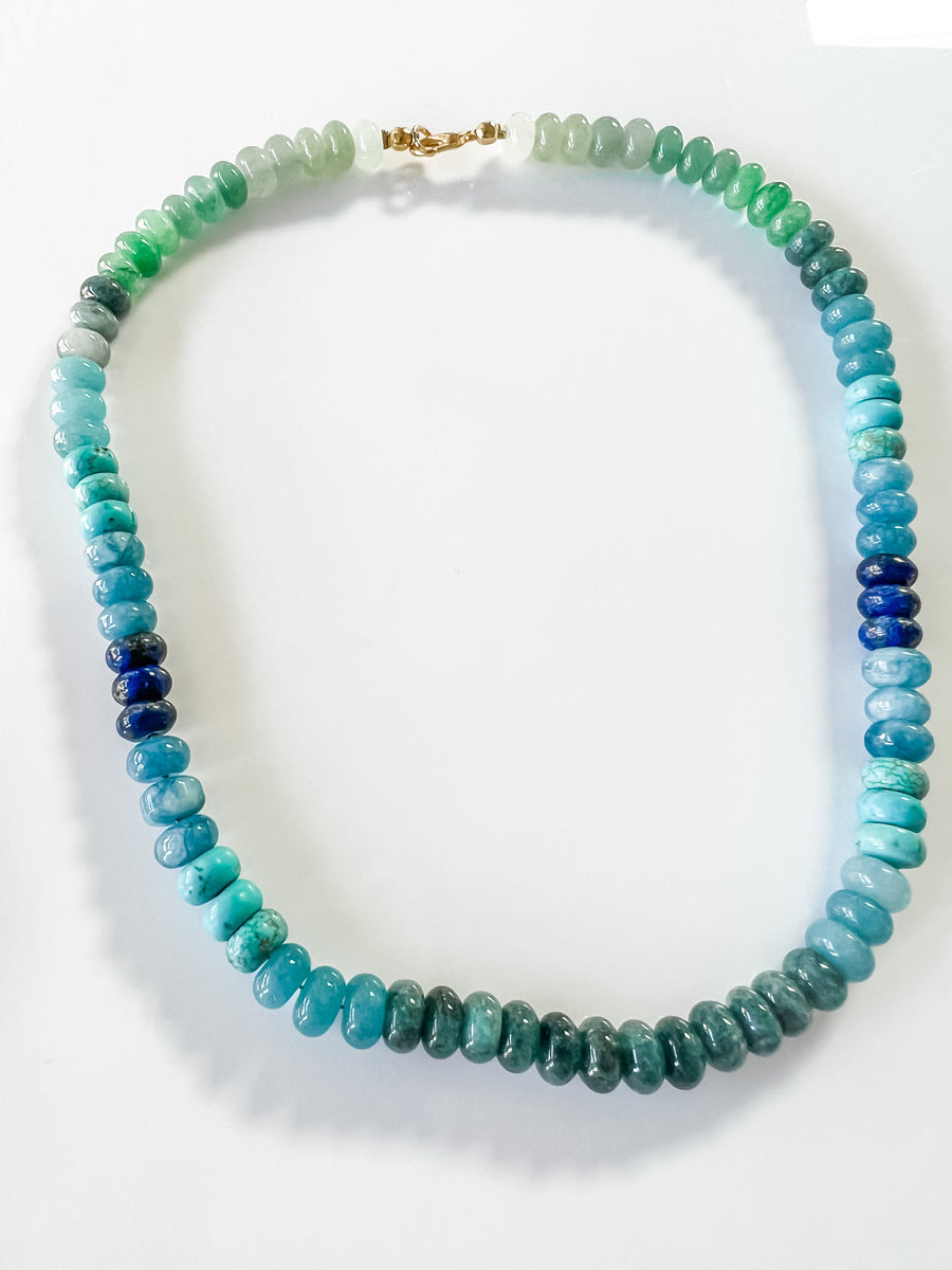 Green mixed gemstone candy necklace