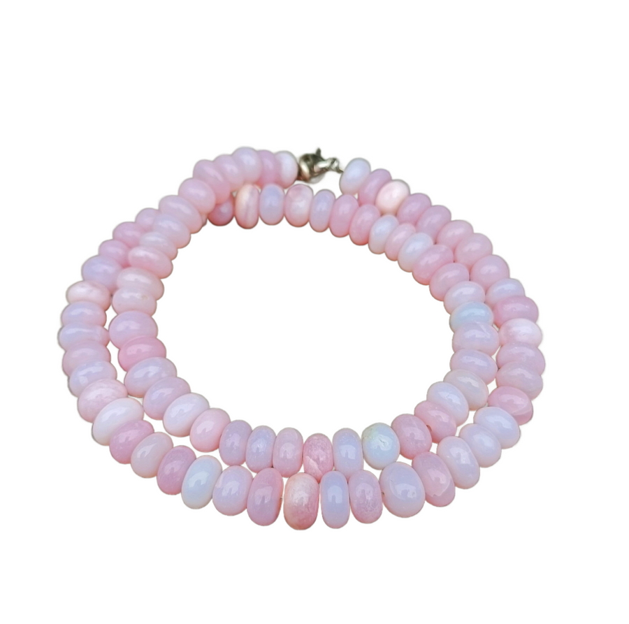 Pink opal bead necklace