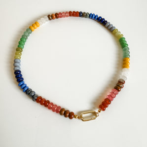 Natural rainbow candy gem necklace