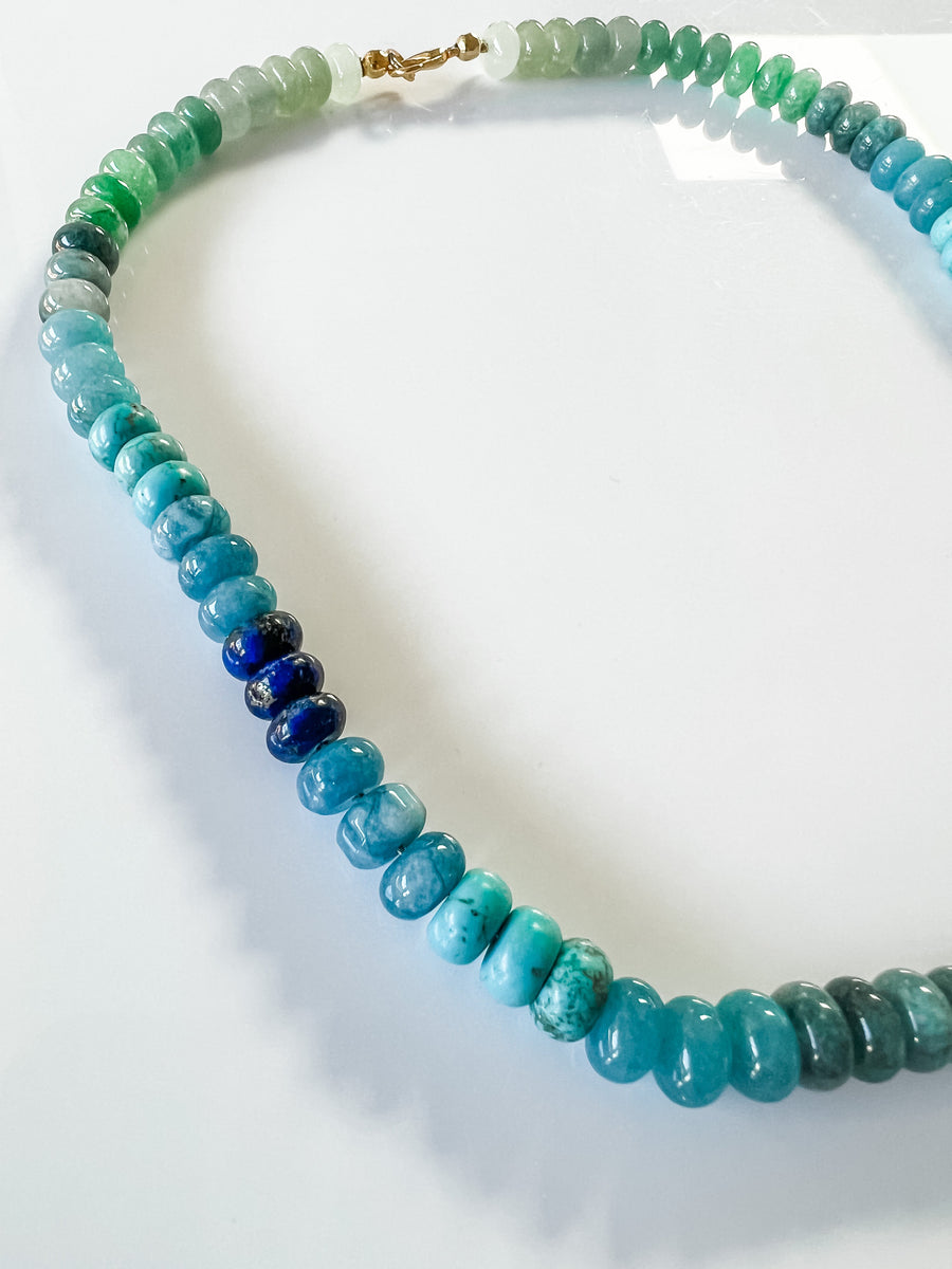 Green mixed gemstone candy necklace