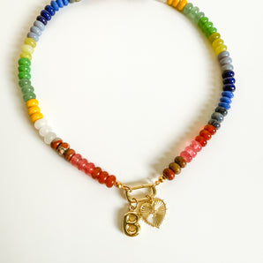 Natural rainbow candy gem necklace