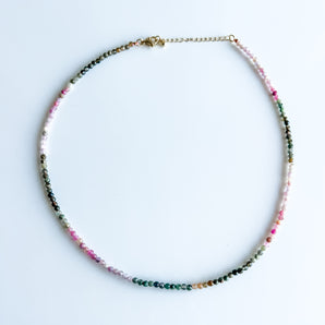 Watermelon tourmaline mini candy gem necklace