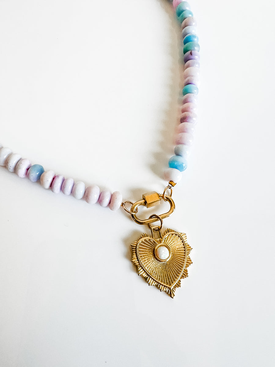 Lavender opal gemstone necklace