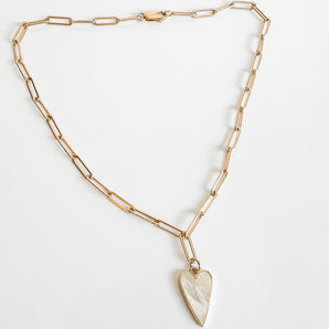 MOTHER OF PEARL HEART NECKLACE