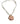 A bohemian-style necklace featuring a large scallop shell pendant with orange and brown stripes on a white background, suspended from a frayed cream fabric chain with a gold-tone clasp.