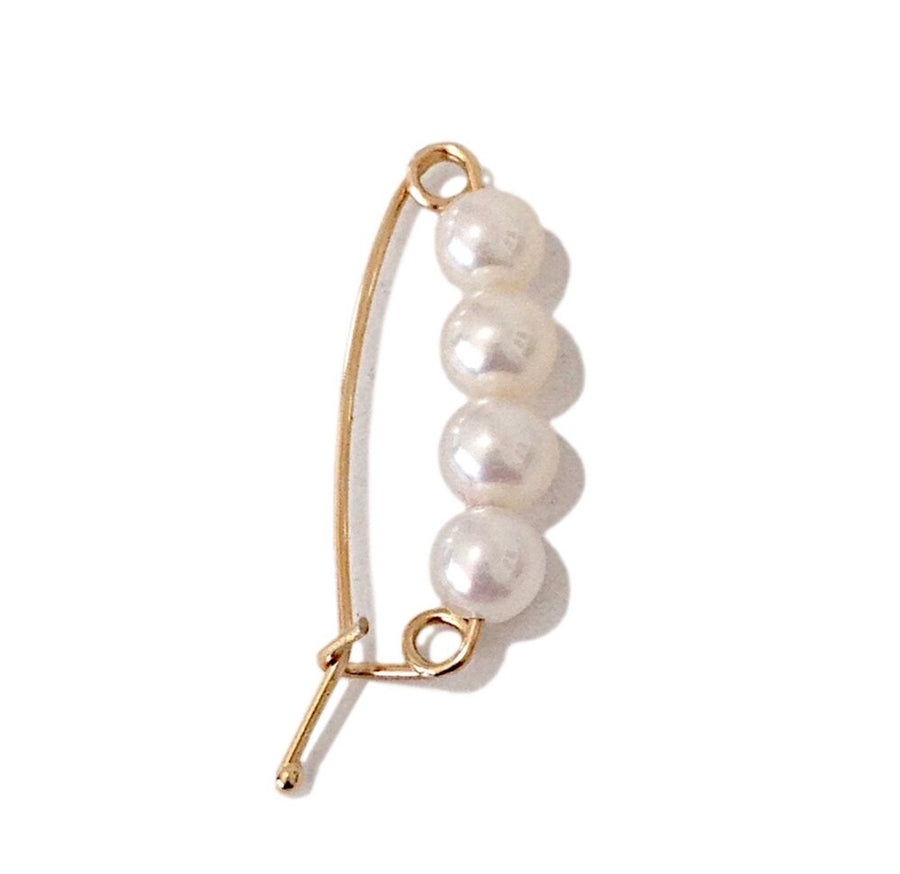 SAFETY PIN PEARL EARRING