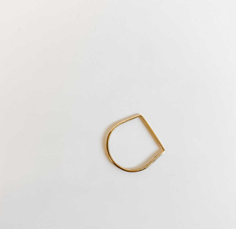 Solid gold flat bar ring
