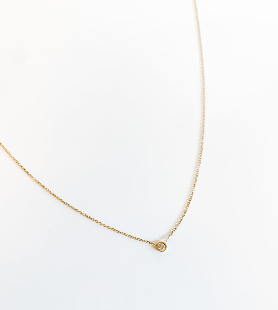 SOLID GOLD PETITE FLOATING DIAMOND