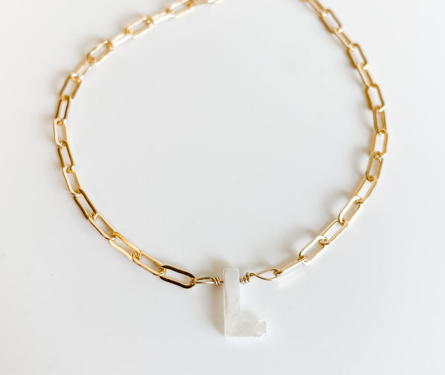 MICA PEARL INITIAL BRACELET